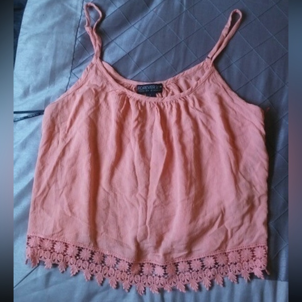 Forever 21 Peach Lace Trim Cami